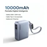 Power Bank 10000mAh 33W Compacto Con Cable Integrado - Imagen 3