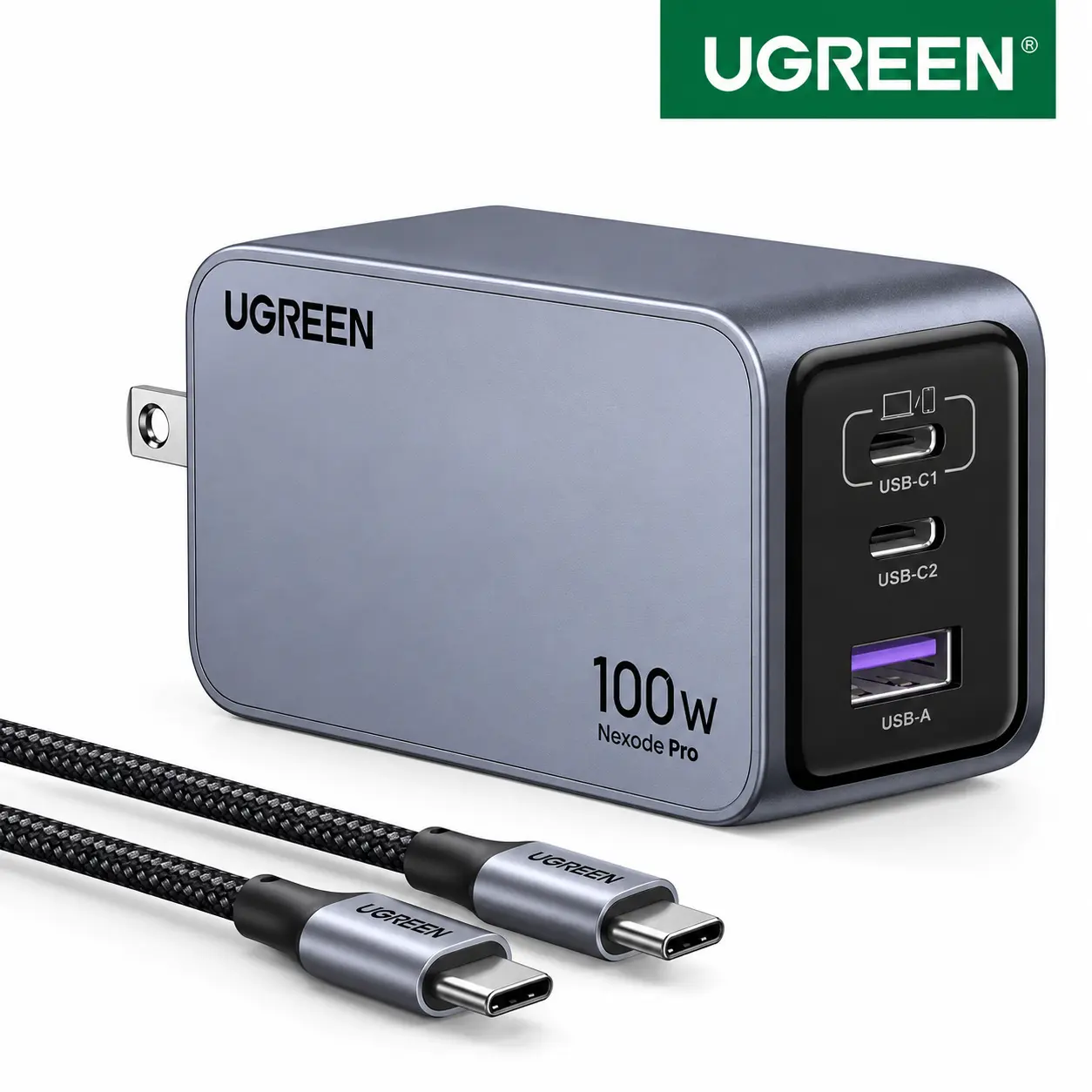 ChatGPT Image 16 sept 2026, 10_0 Cargador UGREEN Nexode Pro 100W GaN – 3 Puertos - Imagen 1