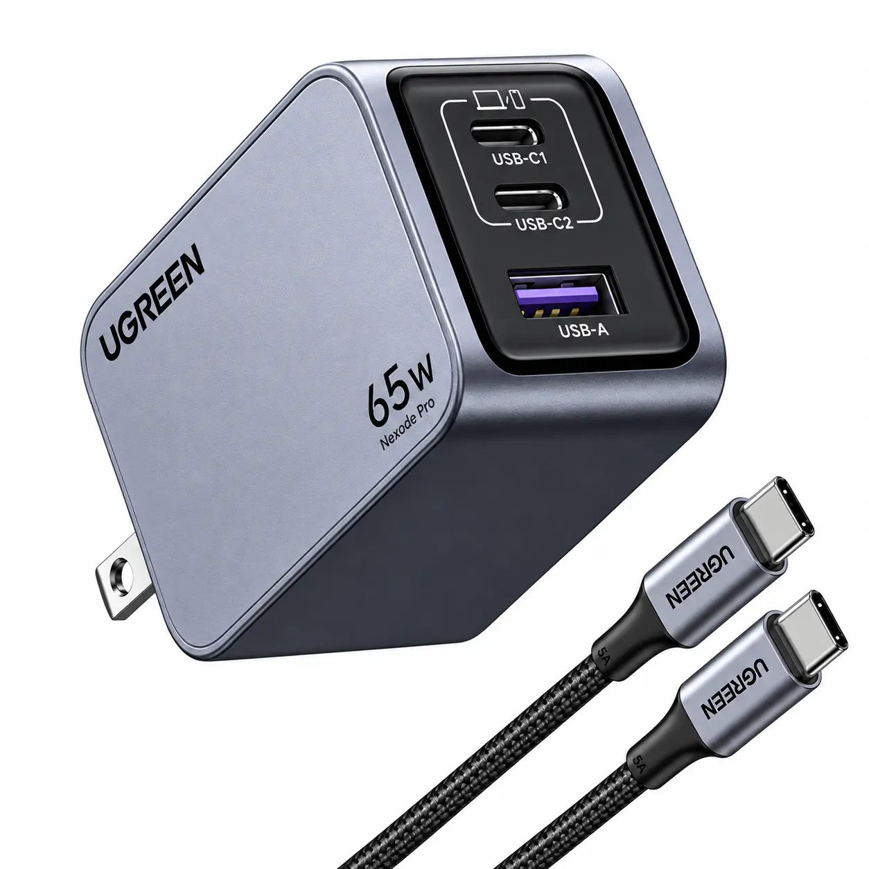 ChatGPT Image 16 sept 2026, 11_0 Cargador UGREEN Nexode Pro 65W GaN – 3 Puertos - Imagen 1