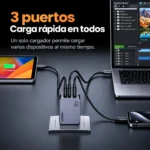 Cargador UGREEN Nexode Pro 65W GaN – 3 Puertos - Imagen 6