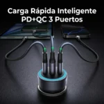 Cargador para Auto UGREEN 130W Carga Rápida – 3 Puertos - Imagen 3