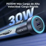 Cargador para Auto UGREEN 30W – 3 Puertos - Imagen 3
