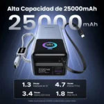 UGREEN Nexode Power Bank 25,000mAh 200W con Cable Retráctil – 4 Puertos - Imagen 8