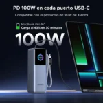 UGREEN Nexode Power Bank 25,000mAh 200W con Cable Retráctil – 4 Puertos - Imagen 7